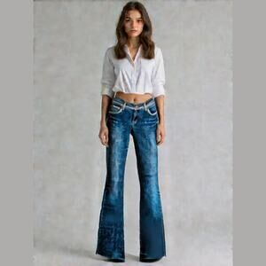 COLLINS Flare Zoe 760 Stretch Low Rise Blue Denim Jeans Size 27